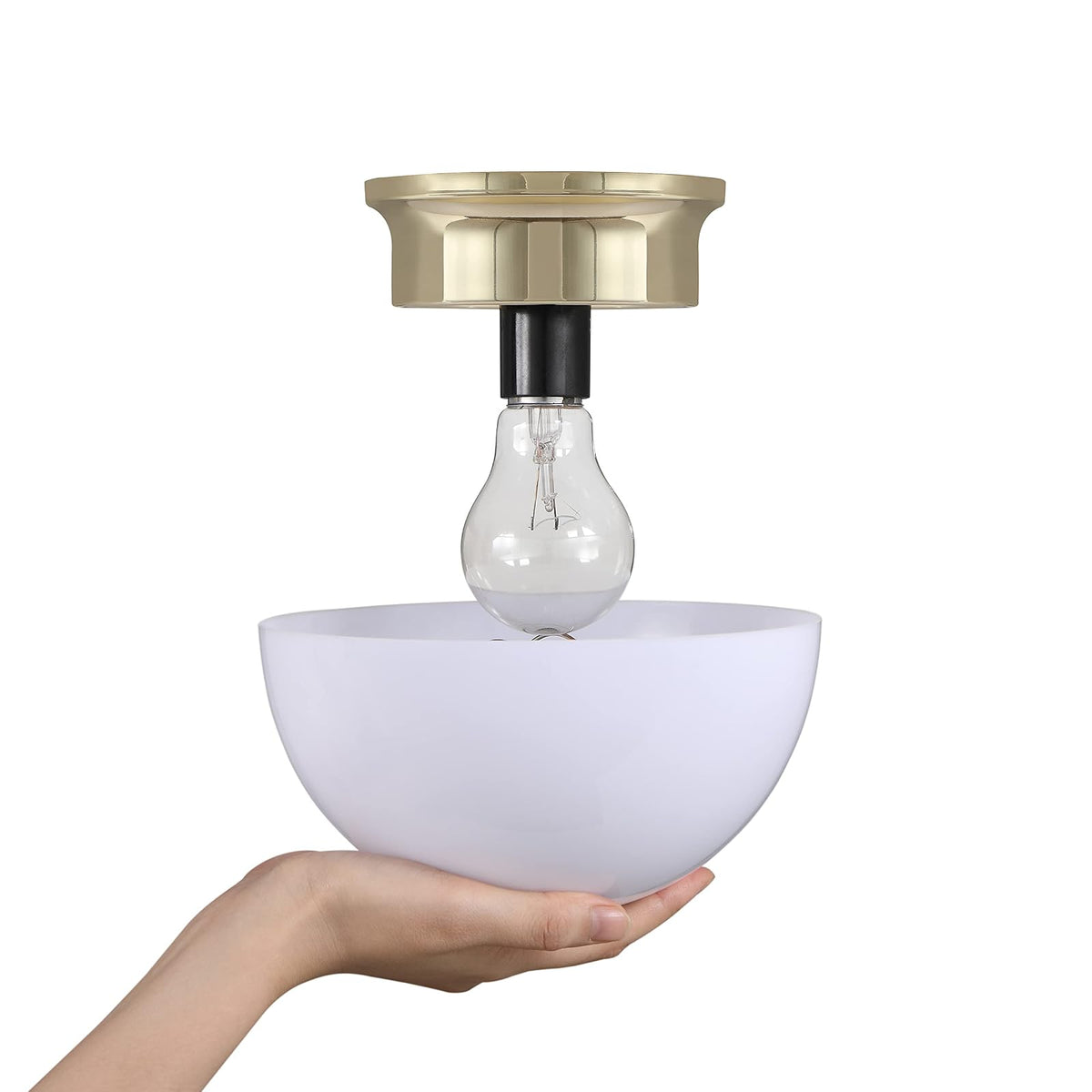 Aspen Creative 28008-15-2, visualización de cúpula con clip para bombillas tipo A, para interiores y acabado blanco, 7 5/8 pulgadas de diámetro x 4 pulgadas de altura, paquete de 2