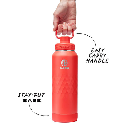 Takeya Sport - Botella de agua de acero inoxidable de triple aislamiento de 40 onzas, a prueba de fugas, resistente al sudor, sin BPA, mantiene las bebidas frías 36 horas, caliente 14 horas, color