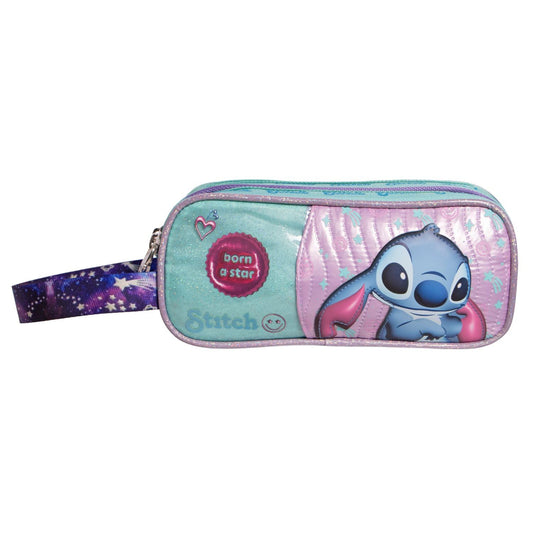Ruz Lapicera Triple Infantil y Preescolar | Stitch | 100% Poliéster | Organizador Escolar para Niños con Múltiples Bolsillos y Cierre | Recomendado desde 3 años