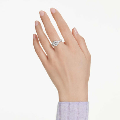Swarovski Matrix Kollektion Ring, Baguetteschliff, Knoten, Weiß, Rhodiniert