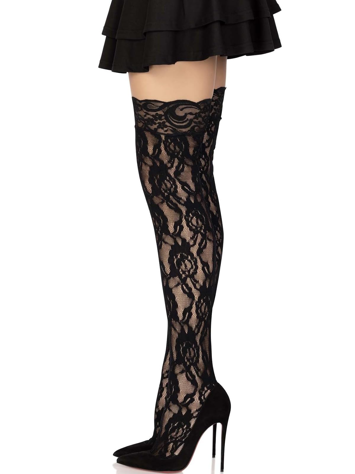 Leg Avenue - Muslo alto para mujer con encaje superior