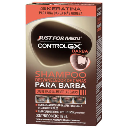 Just For Men Control GX Shampoo Desvanecedor Canas, Barba y Bigote, 118ml