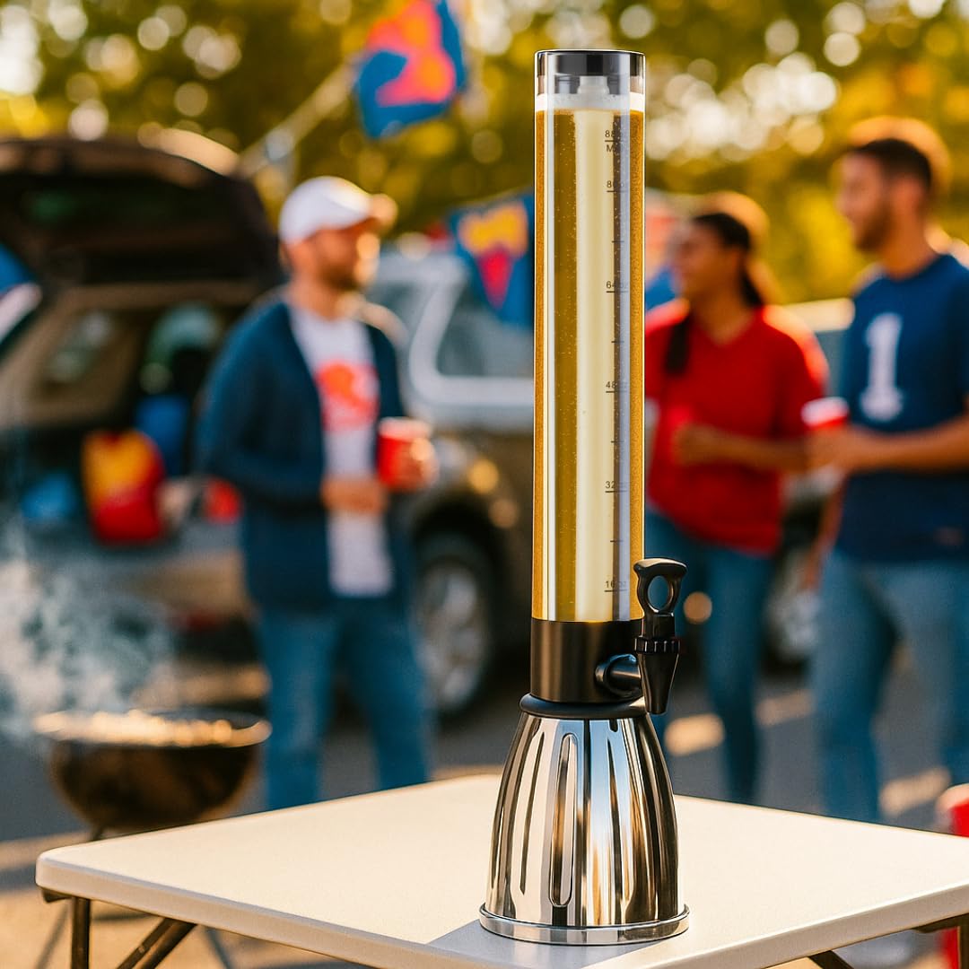 Oggi Dispensador de torre de cerveza con espiga EZ-Pour de 2.75 cuartos de galón, negro