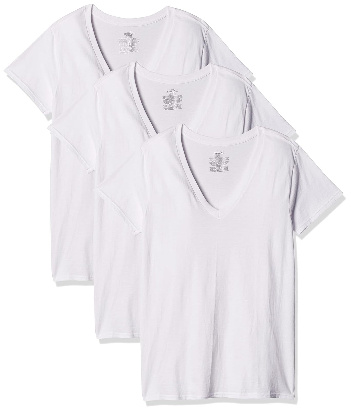 Rinbros Originales Camiseta Hombre - 100% Algodón, Manga Corta, Cuello en V, Paquete de 3 piezas