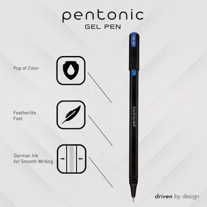 Pentonic - Bolígrafos de gel, 24 unidades, paquete mixto (12 bolígrafos de colores surtidos, 12 bolígrafos con purpurina), punta media y fina, escritura suave para diario (1002355)