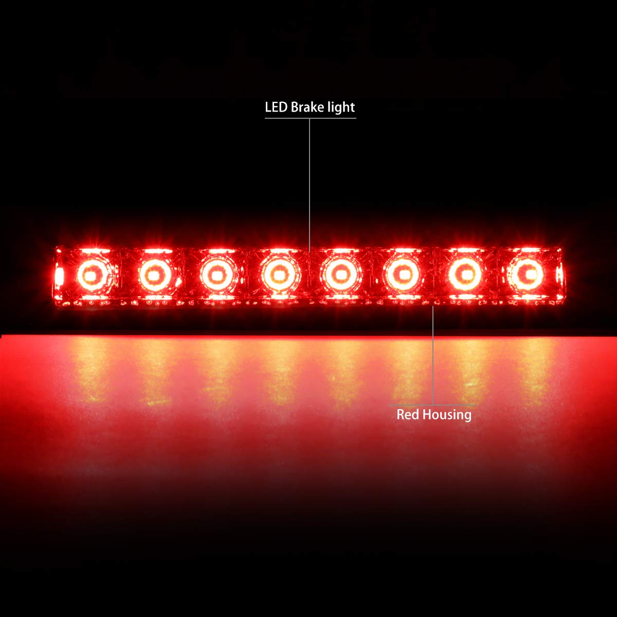 DNA Motoring 3BL-PAT07-LED-RD Luz Freno LED Tercera Cola Rojo para Jeep Patriot 07-17