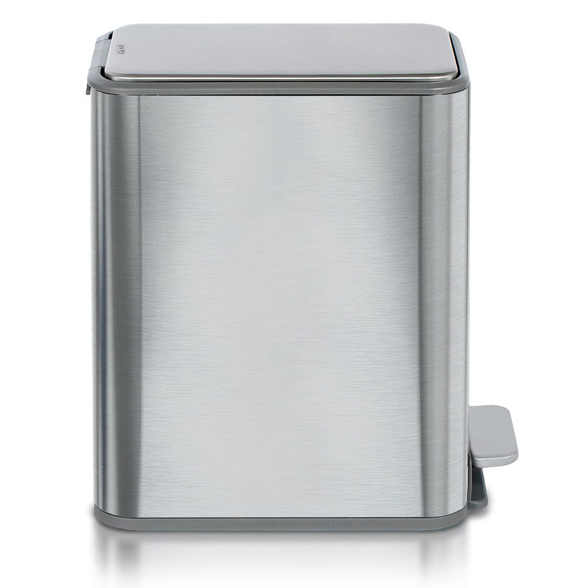 Glad - cubeta de basura delgado para baño, cubeta de basura pequeño con tapa de cierre suave y pedal de pie | Cesta de basura estrecha de níquel cepillado con cubeta interior extraíble, 2.6 galones