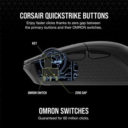 Corsair KATAR Elite Wireless Ratón Ultraligero para Juegos FPS - 26,000 dpi - Forma Simétrica Compacta - hasta 110 Horas de Batería - Compatible con iCUE - PC, PS5, PS4, Xbox - Negro
