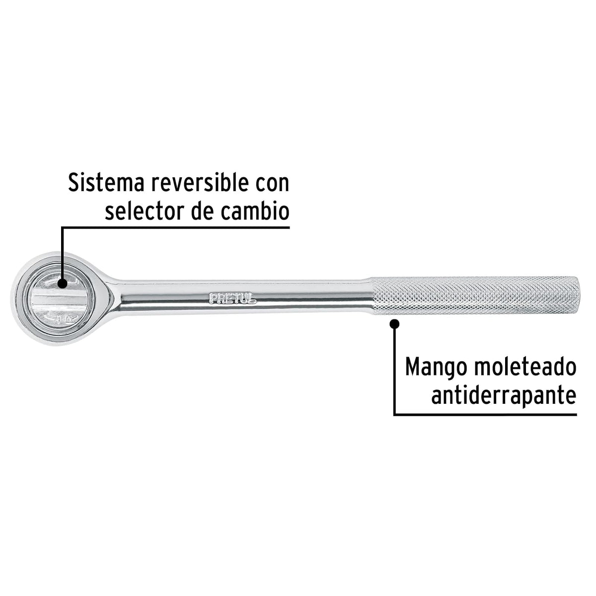 Pretul M-1252P, Matraca cabeza redonda, cuadro 1/2", Pretul
