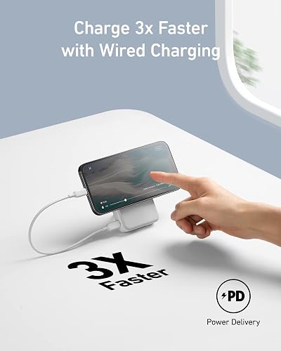 Anker Power Bank 10000mAh Inalámbrico Magnético 20W Rápida Plegable | Batería Externa Cargador Portátil, Para iPhone 17/16/15/14, Galaxy, iPad, Xiaomi