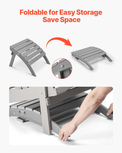 VEVOR - otomana Adirondack Adirondack, 21.5 pulgadas de largo x 18.9 pulgadas de ancho x 14.8 pulgadas de alto, otomana Adirondack plegable, resistente a la intemperie para silla Adirondack,