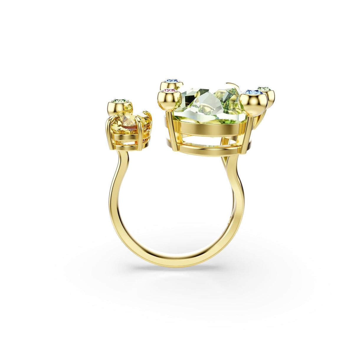 Anillo abierto Swarovski Gema, mixtos, multicolor, baño dorado