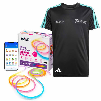 WiZ Tira Inteligente Neón + Playera Mercedes Gratis Este Producto Incluye la Playera de Regalo. La Talla se asignará de Manera aleatoria según la disponibilidad y no es Posible elegirla.