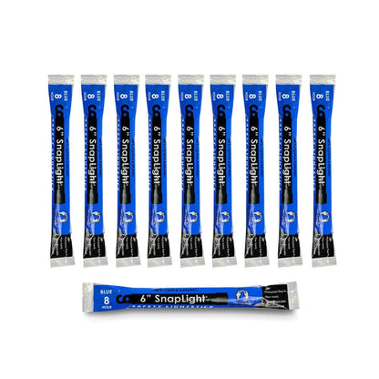 Cyalume SnapLight Industrial Grade Chemical Light Sticks | Azul, 6 pulgadas, 8 horas, paquete de 10