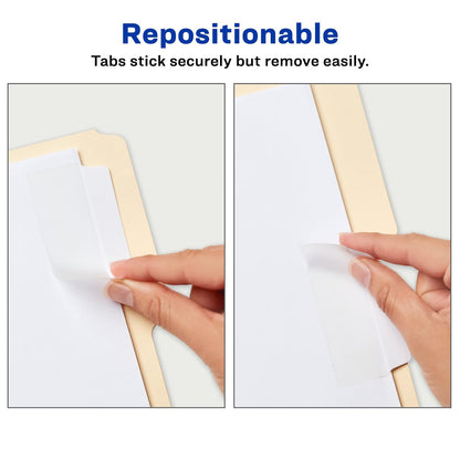 Avery Ultra Tabs, pestañas de archivo, 7.62 x 3.81 cm, escritura en 2 lados, blanco, autoadhesivas, 24 por paquete, 48 en total (2 unidades de 74776)