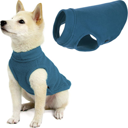 Gooby Chaleco de Forro Polar Elástico para Perro, Clima Frío - Azul acero - X-Small Length (7")