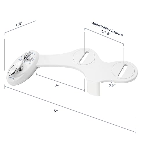 LUXE Bidet NEO 180 - Accesorio de Bidé para Asiento de Inodoro, Blanco | No Eléctrico, 2 Boquillas, Autolimpiante, Presión de Agua Ajustable, Lavado Trasero/Femenino, con Palanca