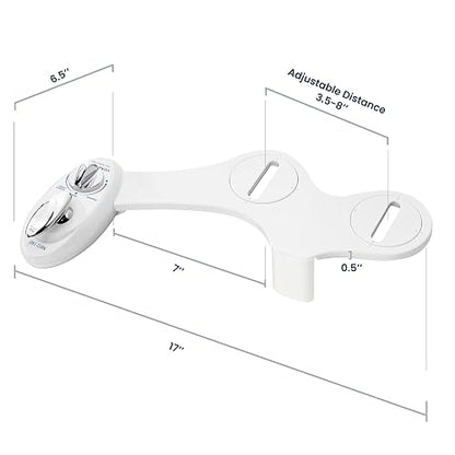 LUXE Bidet NEO 180 - Accesorio de Bidé para Asiento de Inodoro, Blanco | No Eléctrico, 2 Boquillas, Autolimpiante, Presión de Agua Ajustable, Lavado Trasero/Femenino, con Palanca