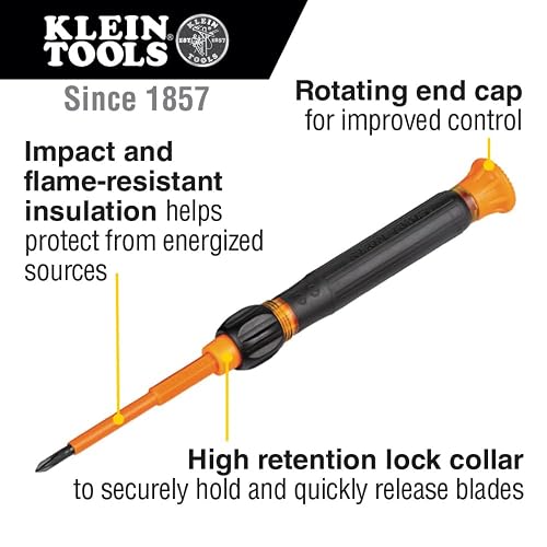 Klein Tools 32584INSR - Juego de destornilladores de precisión 8 en 1 con funda, juego de aislamiento clasificado de 1000 V con puntas TORX ranuradas y a prueba de manipulaciones