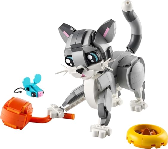 LEGO® Creator 3en1 Gato Juguetón Juguete con Animales, transformable en Figura de Perro o Paloma, Set de construcción, Regalo de cumpleaños para niñas y niños de 8 años o más 31163