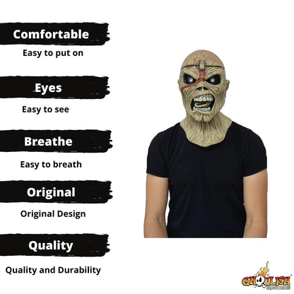 Piece of Mind, Máscara Original de Eddie de Iron Maiden, Máscaras Ideales para fanáticos del Heavy Metal y Halloween