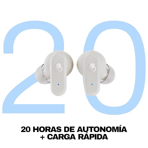 Skullcandy Dime 3 Auriculares In-Ear Inalámbricos, 20 h de Autonomía, Micrófono, Compatibles con iPhone Android y Dispositivos Bluetooth, Blanco