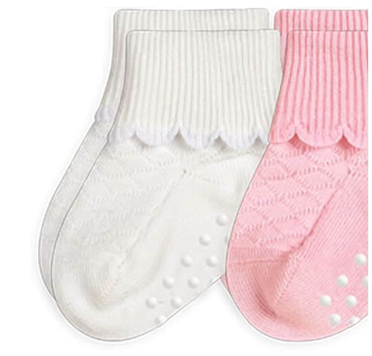 Jefferies Socks Non-skid Scalloped Turn Cuff 6 Pack Calcetines bebés niñas