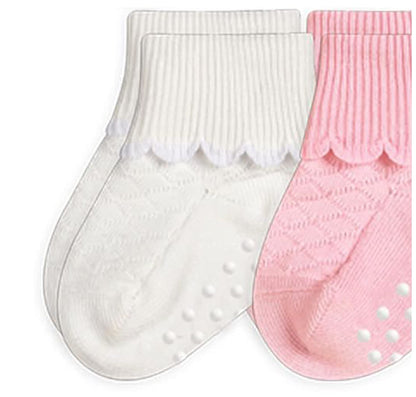 Jefferies Socks Non-skid Scalloped Turn Cuff 6 Pack Calcetines bebés niñas