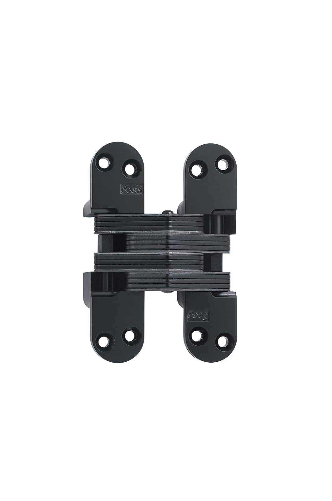SOSS - Bisagra invisible modelo 218 para material de 1-3/4 pulgadas de grosor, clasificación de fuego de 20 minutos, zinc, acabado exterior negro E-coat, número de modelo 218US19
