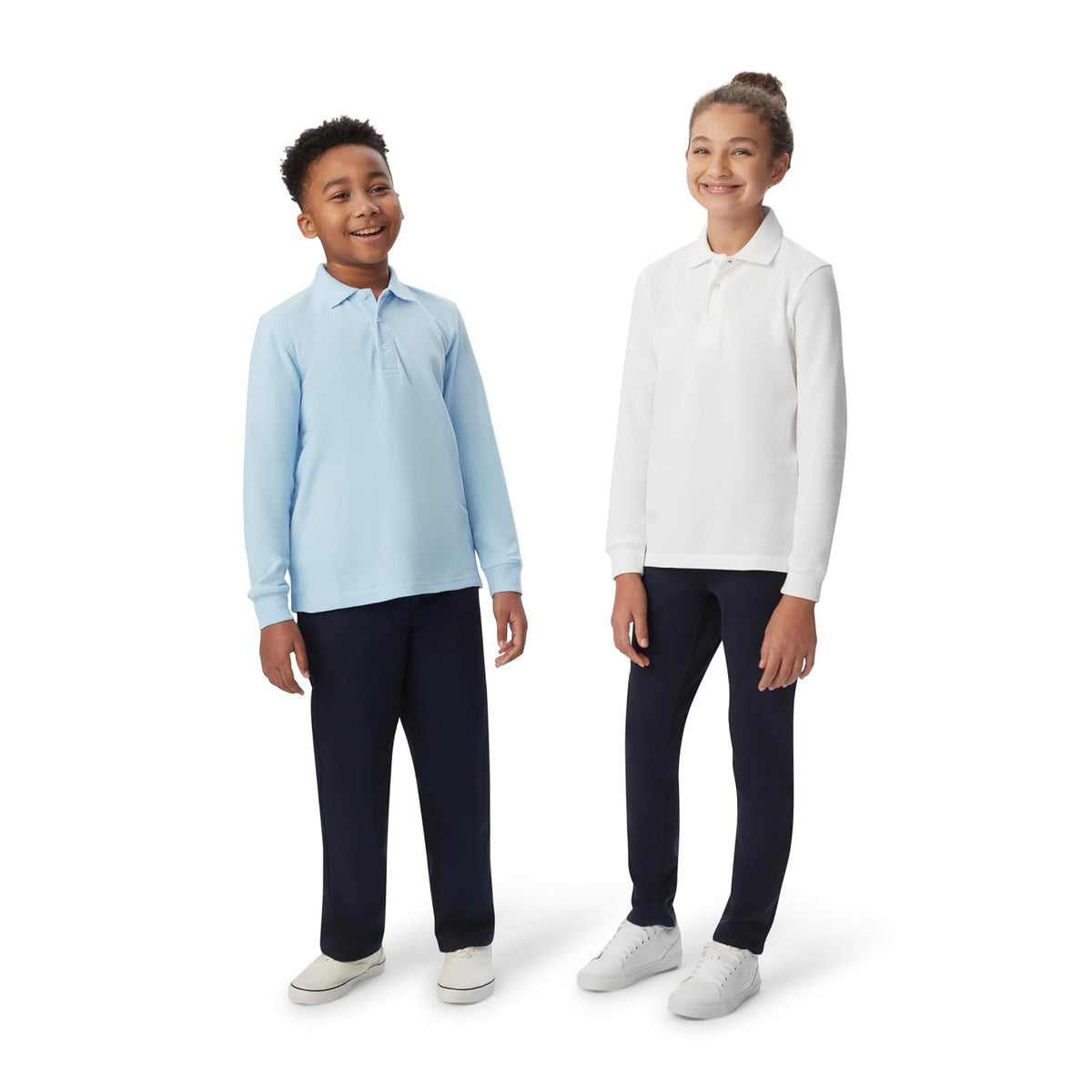 French Toast Long Sleeve Pique Polo Shirt (Standard & Husky) Camisa de Polo para Niños