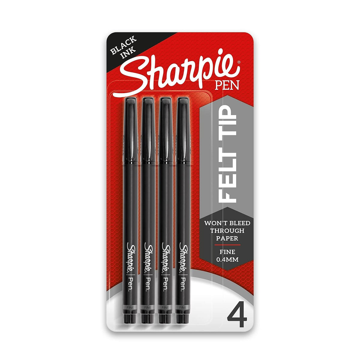 Sharpie Rotuladores De Punta Fina 0.4 Mm Negros 4 Unidades | Punta de fieltro, para dibujo artístico, marcadores permanentes