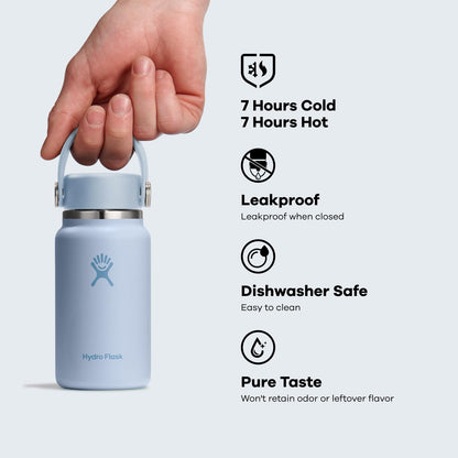 Hydro Flask - Mini frasco aislado a prueba de fugas para bolso o bolsillo en color verde aloe de 6.7 onzas