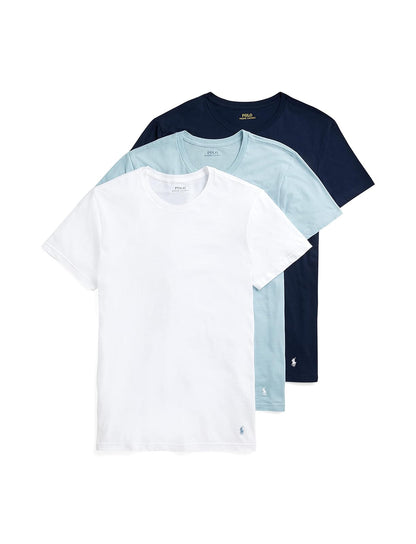 Polo Ralph Lauren Playera de Algodón Cuello Redondo para Hombre - M - Blanco - Azul Surf, Azul Surfe - Blanco, Cruise Navy - Blanco