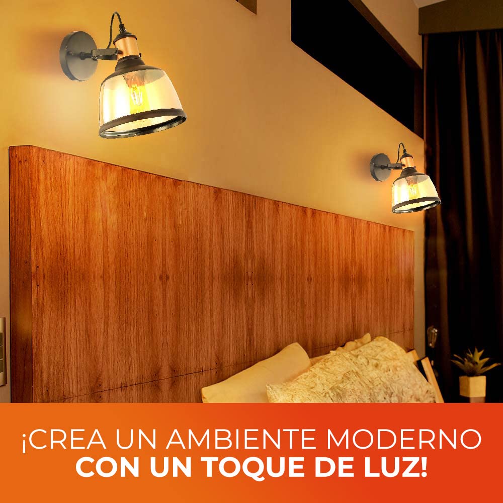 Tecnolite Lámpara de Pared Arbotante Cristal, Potencia Máx. 60 W, 1 Base E27, Sobreponer, No incluye foco