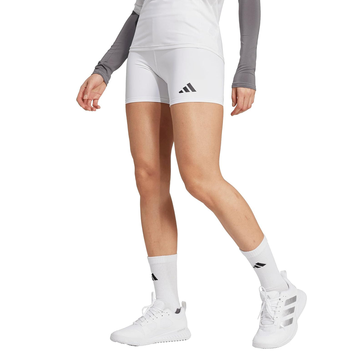 adidas Techfit Pantalones Cortos de Voleibol Mujer - XS - 3" entrepierna - Blanco