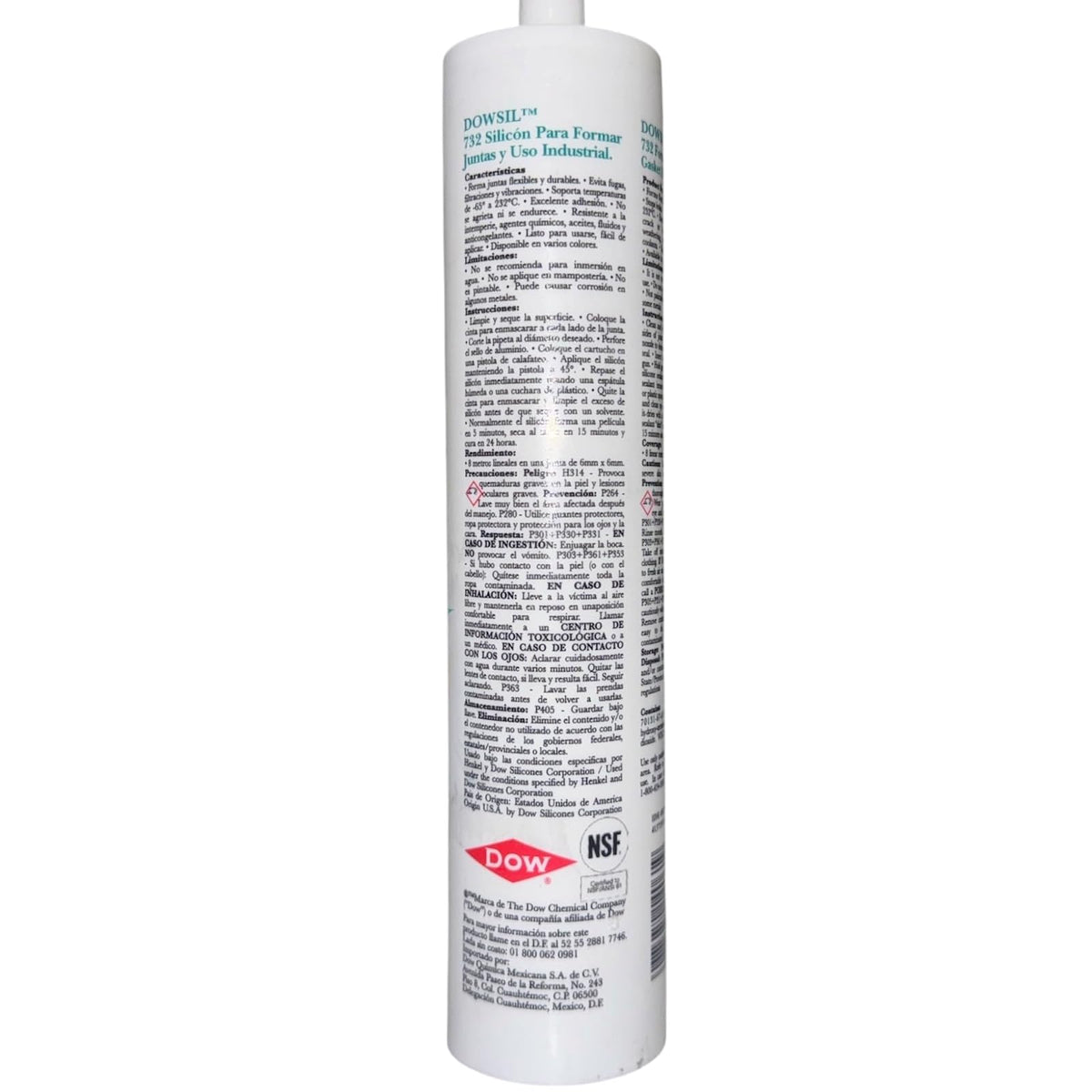 DOWSIL 732 - Sellador De Silicona De Uso General - Blanco, Cartucho de 300 ml