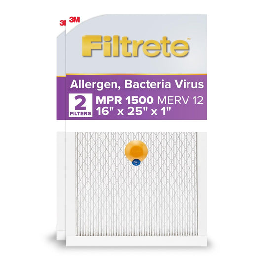 Filtrete Filtro de aire SMART para horno de CA de 16 x 25 x 1, MERV 12, MPR 1500, vida útil del filtro de pista con sensor habilitado para Bluetooth, certificado para asma y alergias, paquete de 2