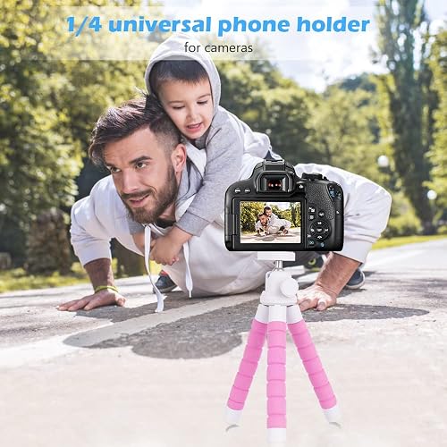 UBeesize Trípode teléfono móvil, trípode portátil y Flexible con Control Remoto inalámbrico y Clip, Soporte para teléfono móvil para grabación de Video (Rosa)