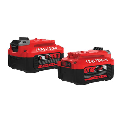 CRAFTSMAN Batería Portátil Ion de Lítio, V20, 4.0Ah, 2 Unidades, CMCB204-2