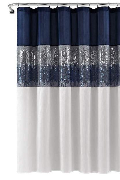 Lush Decor Night Sky - Cortina de Ducha, 72 x 72 Pulgadas, Gris y Morado - 182.9An x 182.9Al cm (1 Paneles) - Azul marino y blanco