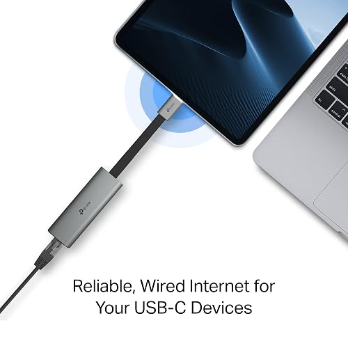 TP-Link - Adaptador USB C a Ethernet, Adaptador de Red Plug & Play de 2.5 G, Tipo C a RJ45, Funda de aleación de Aluminio, Compatible con Thunderbolt 4/3 para MacBook Pro/Air, iPad, iPhone 16 Pro/MAX