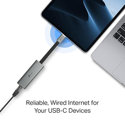 TP-Link - Adaptador USB C a Ethernet, Adaptador de Red Plug & Play de 2.5 G, Tipo C a RJ45, Funda de aleación de Aluminio, Compatible con Thunderbolt 4/3 para MacBook Pro/Air, iPad, iPhone 16 Pro/MAX
