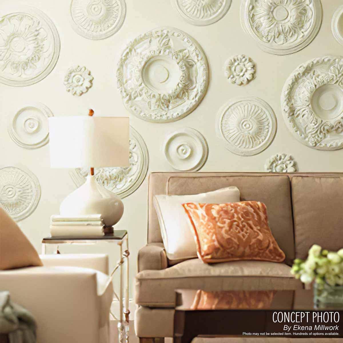 ekena millwork OD Ática con rosas de 26 pulgadas techo medallón, Entero, Gris