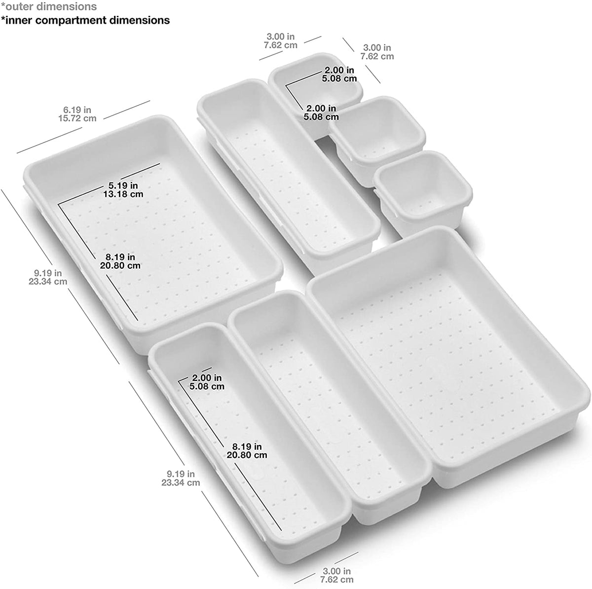 Madesmart - Juego de 8 contenedores antimicrobianos personalizables multiusos, una organización para el hogar, certificado por la EPA, color blanco