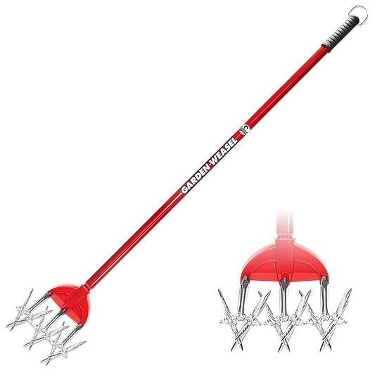 Garden Weasel Cultivador Y Timón 90206 | Mano, Dientes Desmontables, Manual Tierra, Resistente Intemperie, Resistente Óxido, Acero Carbono