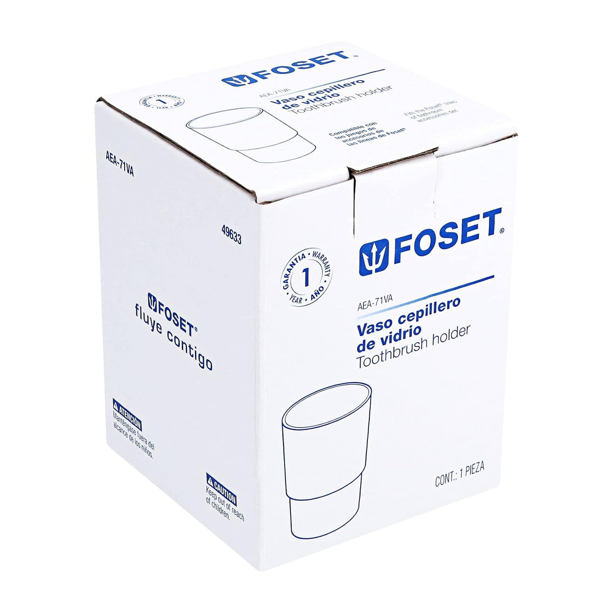 Foset Riviera RIA-75DI, Dispensador de jabón, Cromado + Aero AEA-71VA, Vaso de Repuesto para portavaso, Aero
