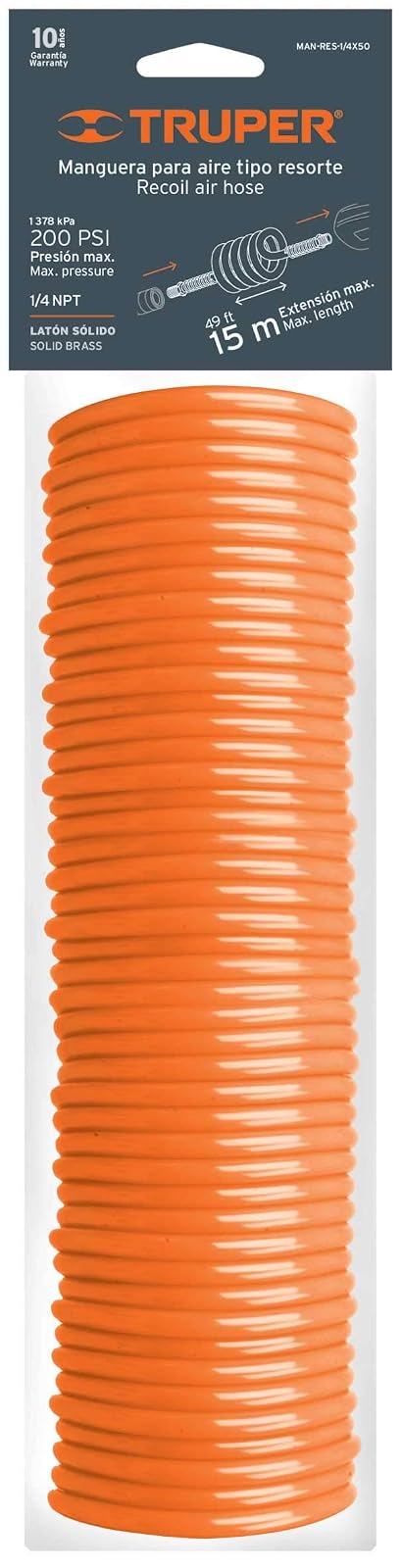 Truper MAN-R-15, Manguera para compresor, tipo resorte, 15.2 m