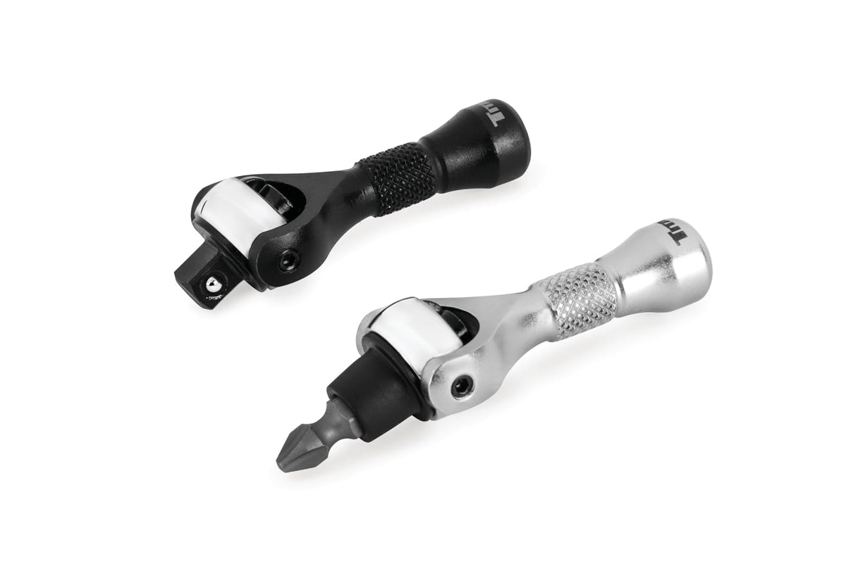 Titan 11332 Juego de 2 piezas: matraca nano de 90 dientes y destornillador de brocas con cabeza giratoria, cuadro de 1/4 pulgadas x 2-1/4 pulgadas (6.35 mm x 57.15 mm)