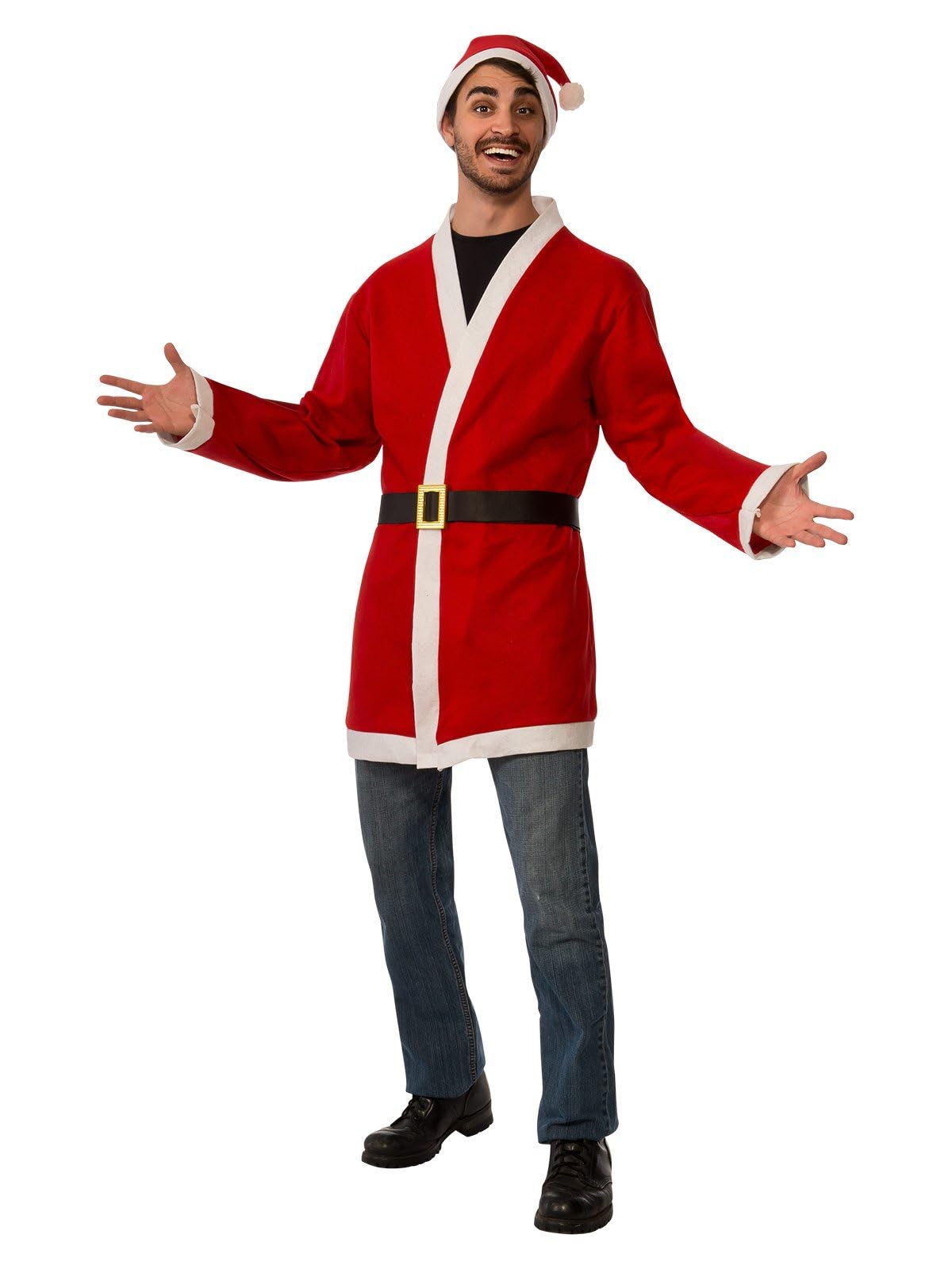 Rubie's Clausplay - chamarra de Papá Noel para hombre con cinturón y sombrero, como se muestra