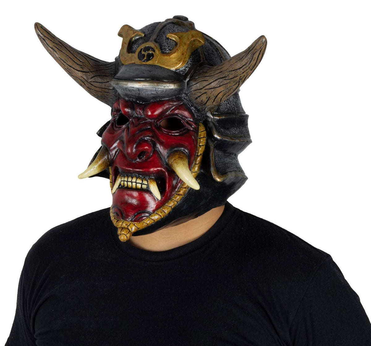 Ghoulish Productions Máscara de látex Possessed Samurai – Máscara de Samurai Rojo Unitalla para Adulto, Ideal para usar en Fiestas de Halloween, Casas del terror o Decoración Terrorifica